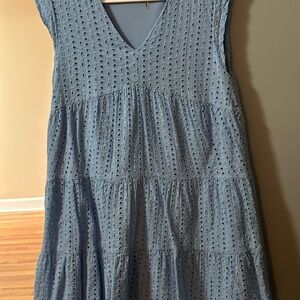 Cornflower Blue Eyelet Sleeveless Dress